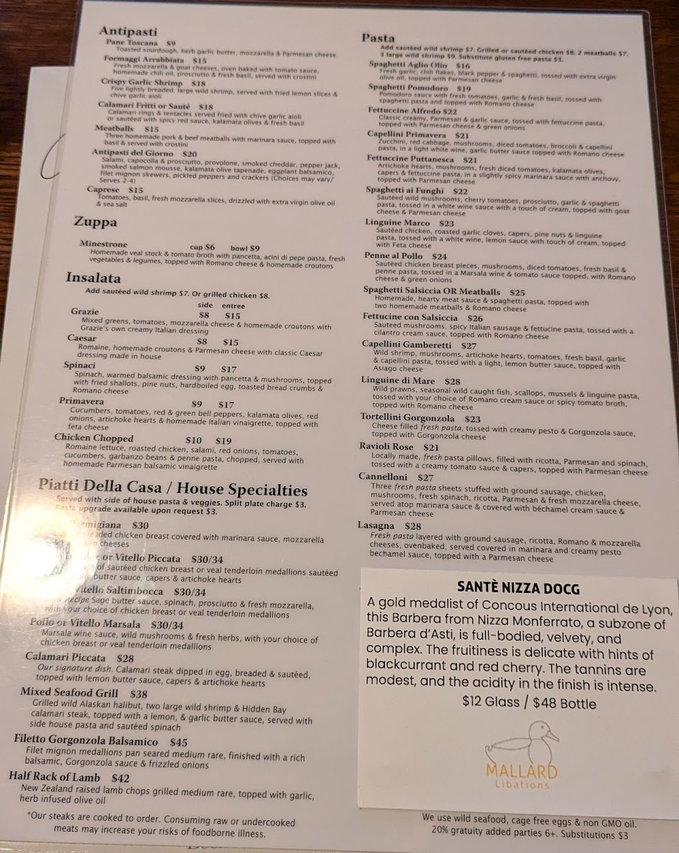 Menu Grazie Ristorante Italiano Southcenter-2